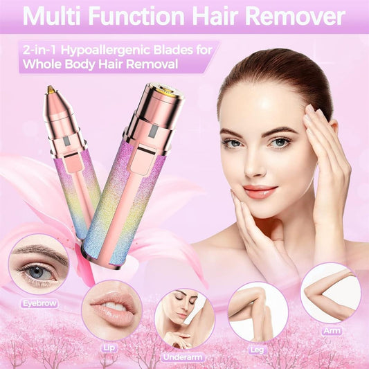 2 In 1 Rechargeable Eyebrow Trimmer Painless Eye Brow Epilator Mini Shaver Razor Portable Facial Body Hair Remover