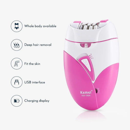 Kemei 189A Woman Painless Epilator Rechargeable Body Electric Hair Removal